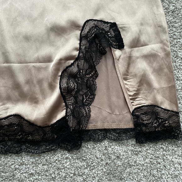 Satin Lace Slit Mini Slip Dress - Picture 5 of 6